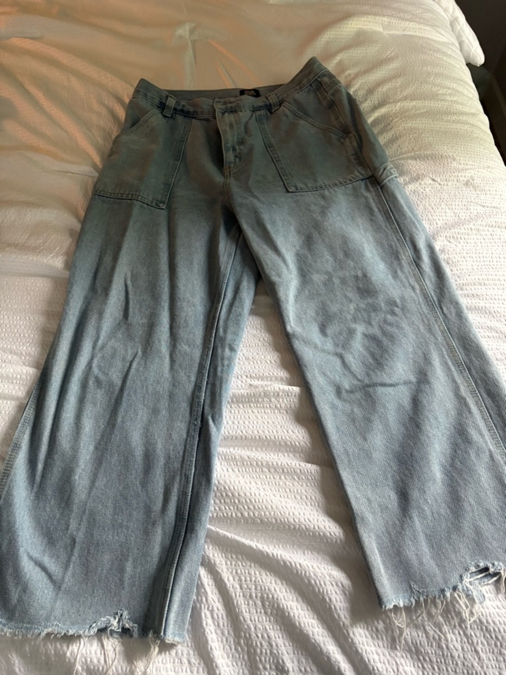 Wide Leg Light Blue Denim Jeans - Women's Flare